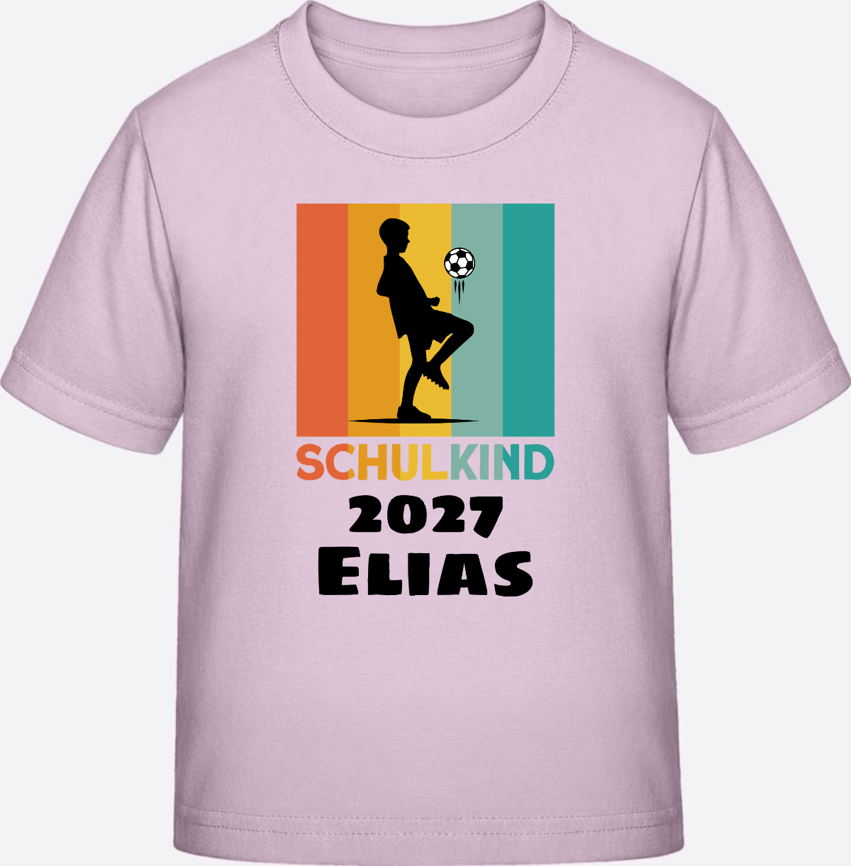 Schulkind Fußball T-Shirt – Personalisiert mit Namen - Pink Sixties