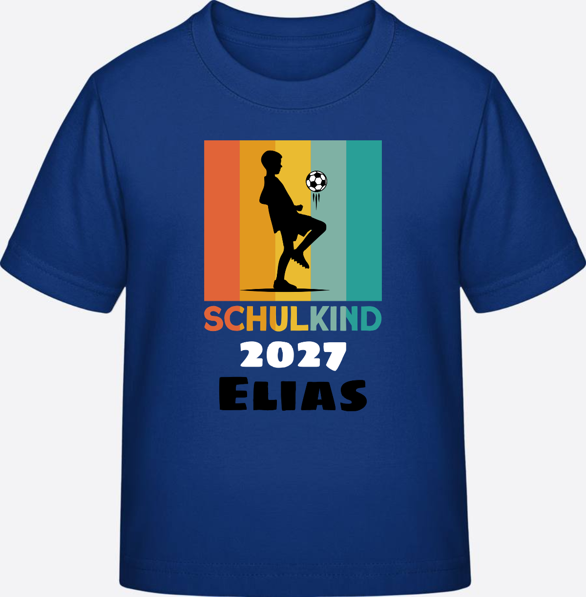 Schulkind Fußball T-Shirt – Personalisiert mit Namen - Royal