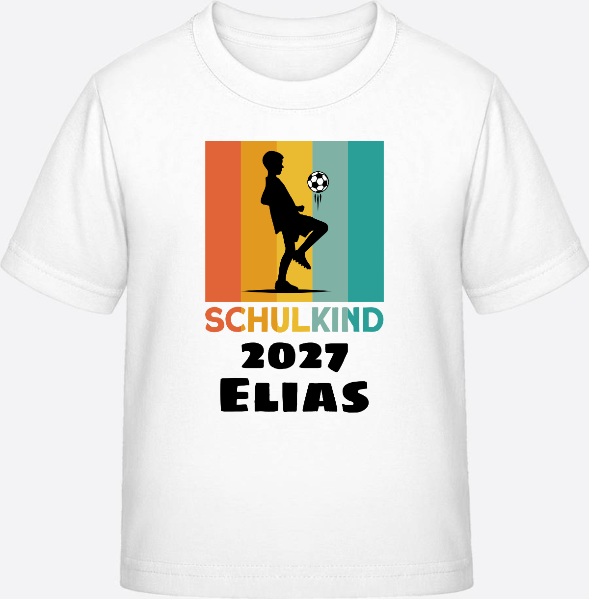 Schulkind Fußball T-Shirt – Personalisiert mit Namen - White