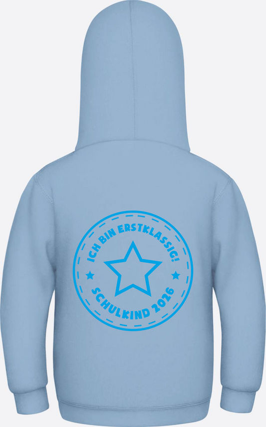 Schulkind Hoodie 2025 – Ich bin erstklassig Stern - Sky Blue