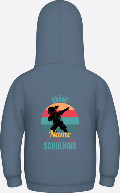 Schulkind Hoodie BÄÄM mit Name – Einschulung Junge - Airforce Blue