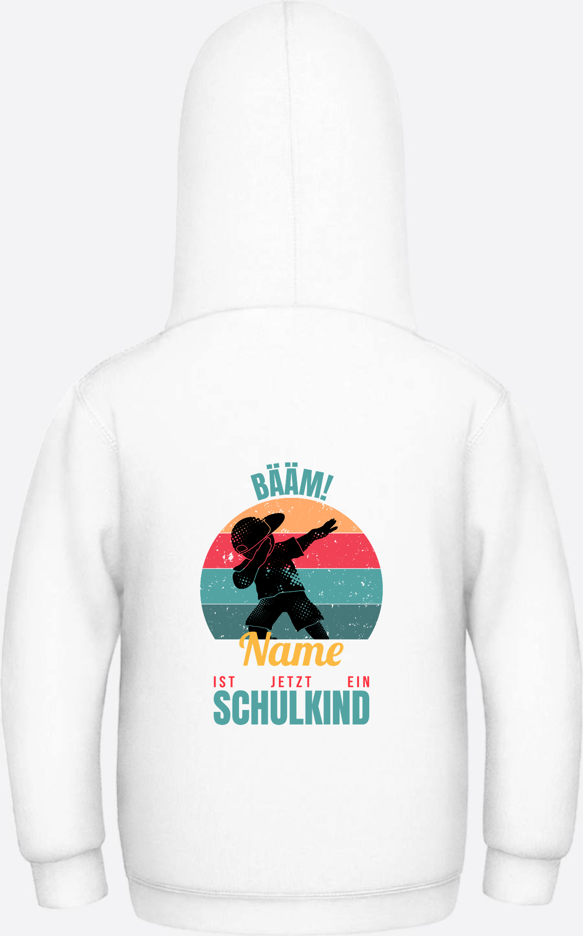 Schulkind Hoodie BÄÄM mit Name – Einschulung Junge - Arctic White