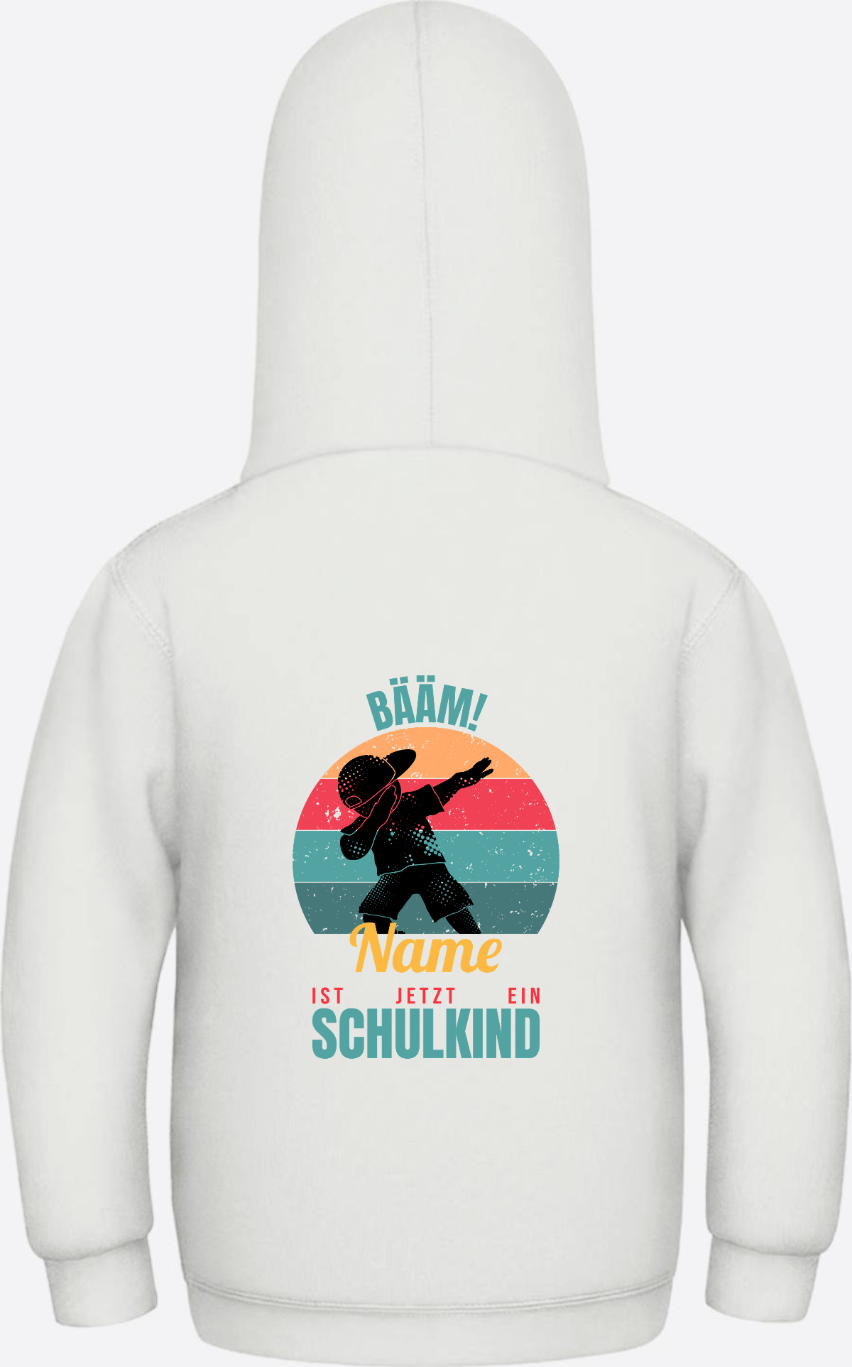 Schulkind Hoodie BÄÄM mit Name – Einschulung Junge - Ash