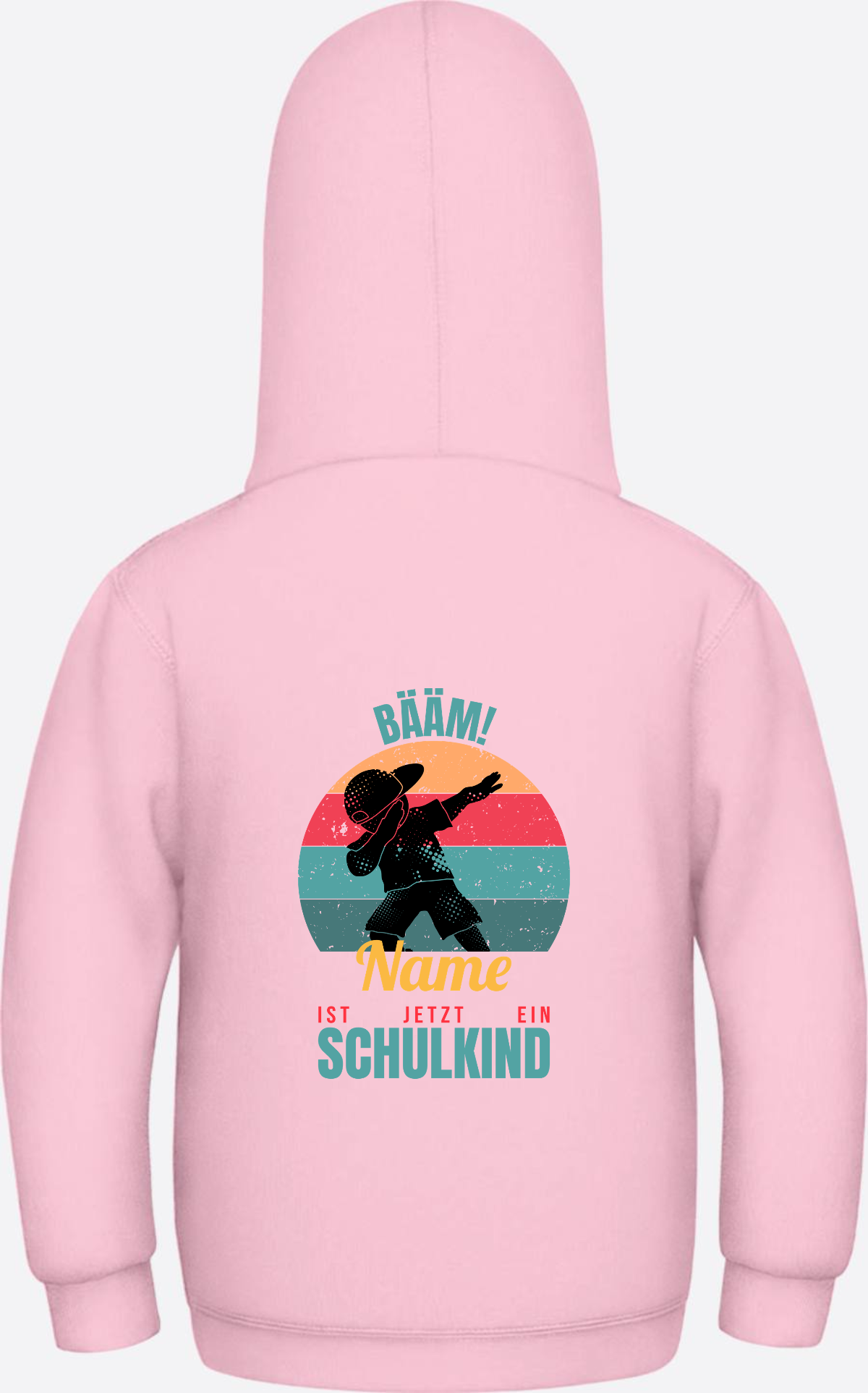 Schulkind Hoodie BÄÄM mit Name – Einschulung Junge - Baby Pink