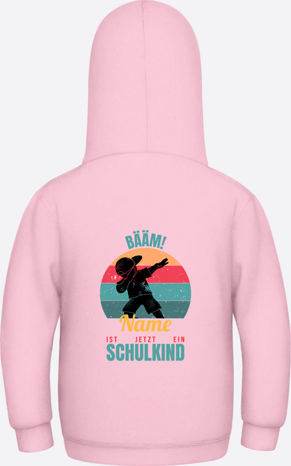 Schulkind Hoodie BÄÄM mit Name – Einschulung Junge - Baby Pink