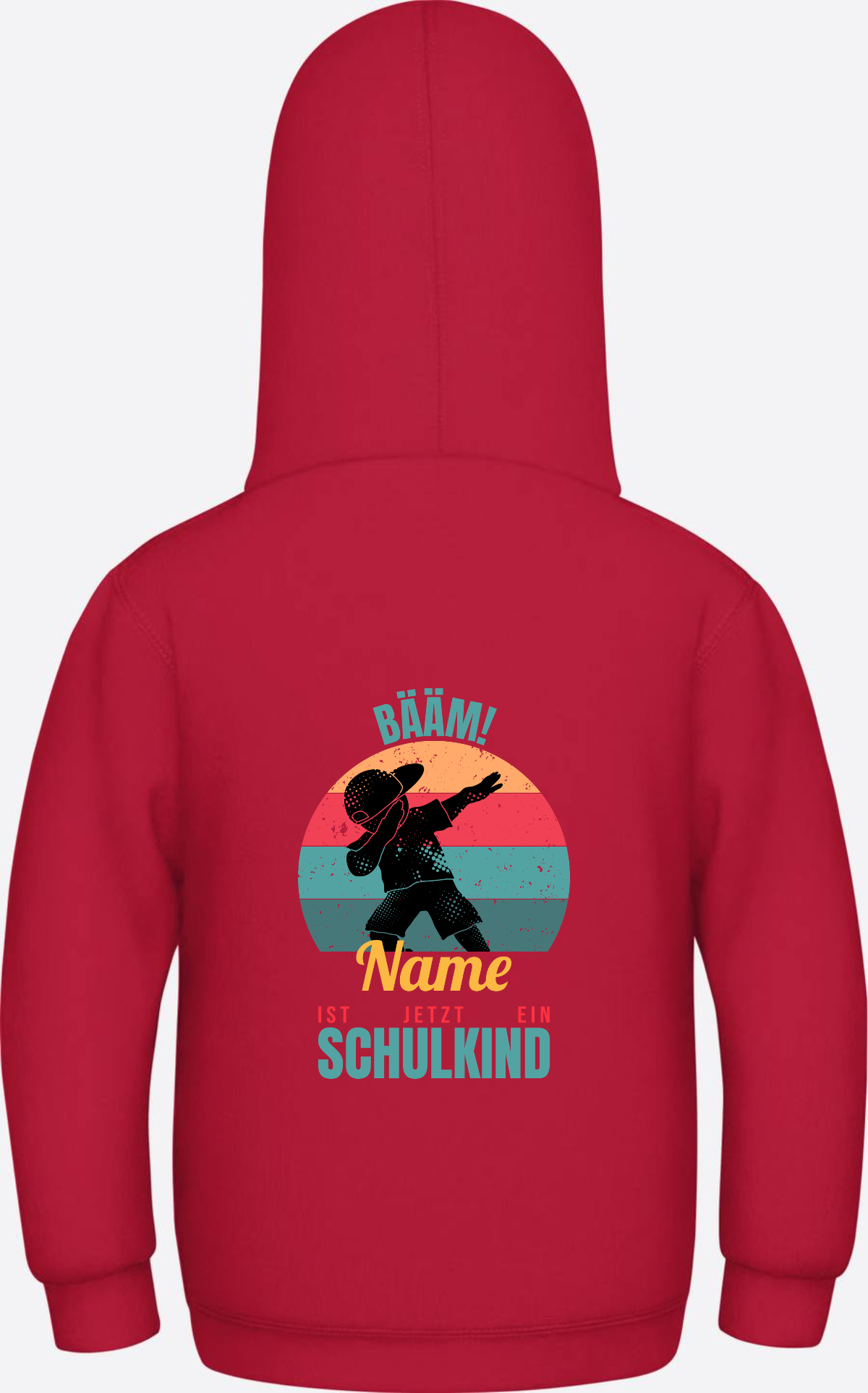Schulkind Hoodie BÄÄM mit Name – Einschulung Junge - Fire Red
