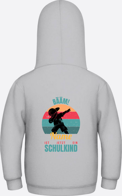 Schulkind Hoodie BÄÄM mit Name – Einschulung Junge - Heather Grey