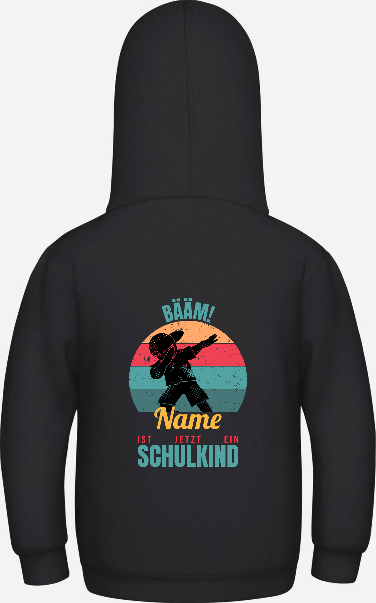 Schulkind Hoodie BÄÄM mit Name – Einschulung Junge - Jet Black