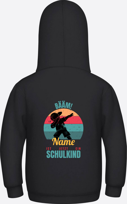 Schulkind Hoodie BÄÄM mit Name – Einschulung Junge - Jet Black