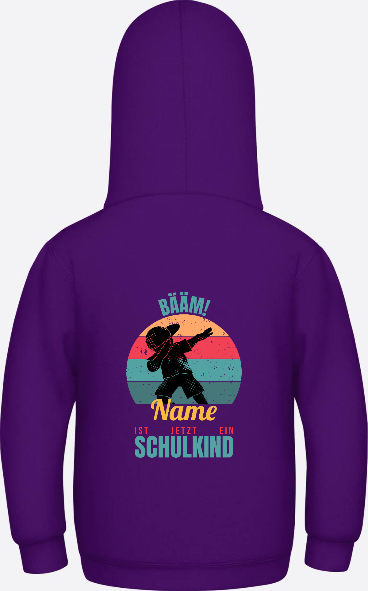Schulkind Hoodie BÄÄM mit Name – Einschulung Junge - Purple