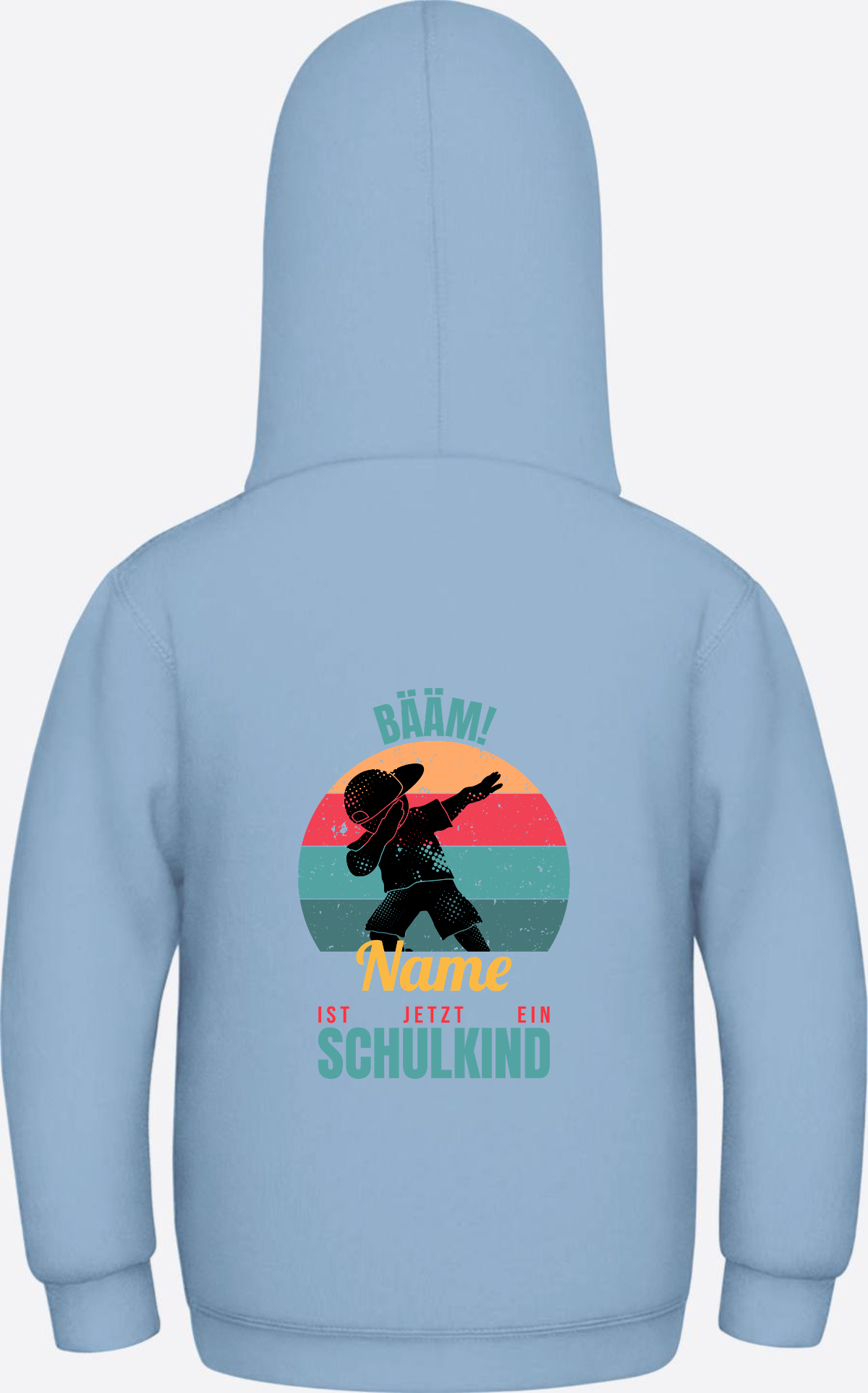 Schulkind Hoodie BÄÄM mit Name – Einschulung Junge - Sky Blue