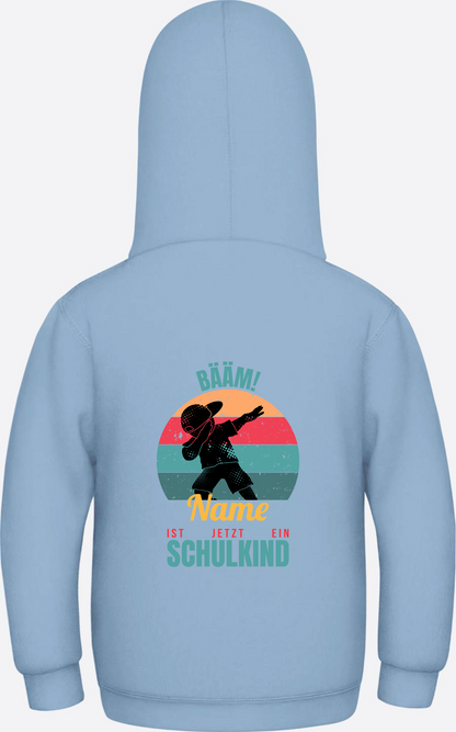 Schulkind Hoodie BÄÄM mit Name – Einschulung Junge - Sky Blue