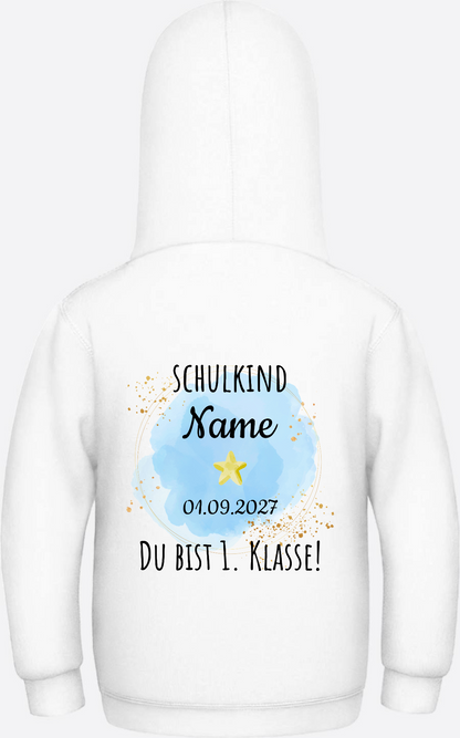 Schulkind Hoodie „Du bist erste Klasse“ personalisiert - Arctic White