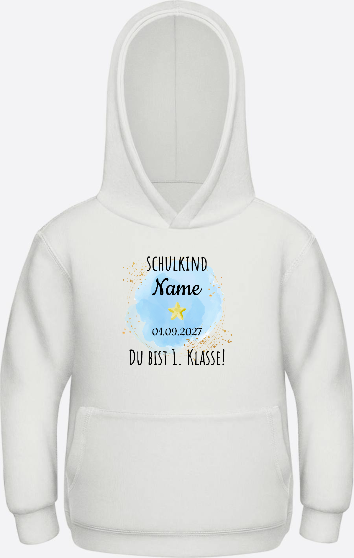 Schulkind Hoodie „Du bist erste Klasse“ personalisiert - Ash Herzseite