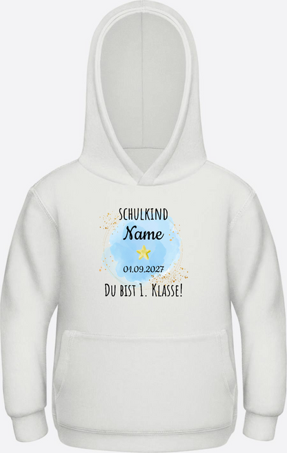 Schulkind Hoodie „Du bist erste Klasse“ personalisiert - Ash Herzseite