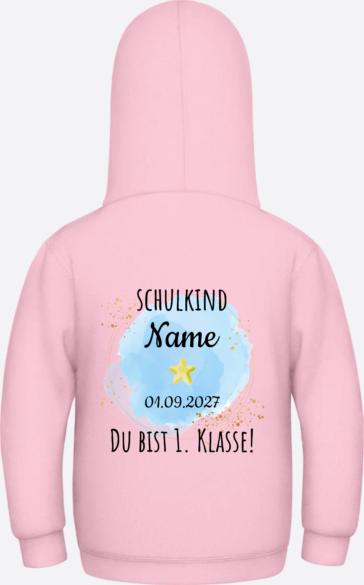 Schulkind Hoodie „Du bist erste Klasse“ personalisiert - Baby Pink