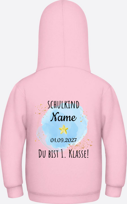 Schulkind Hoodie „Du bist erste Klasse“ personalisiert - Baby Pink