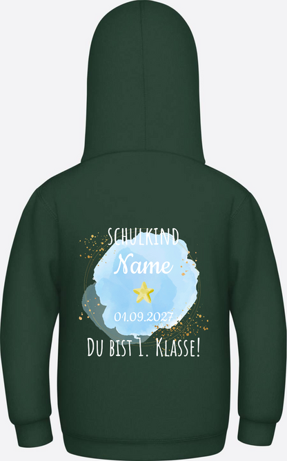 Schulkind Hoodie „Du bist erste Klasse“ personalisiert - Bottle Green