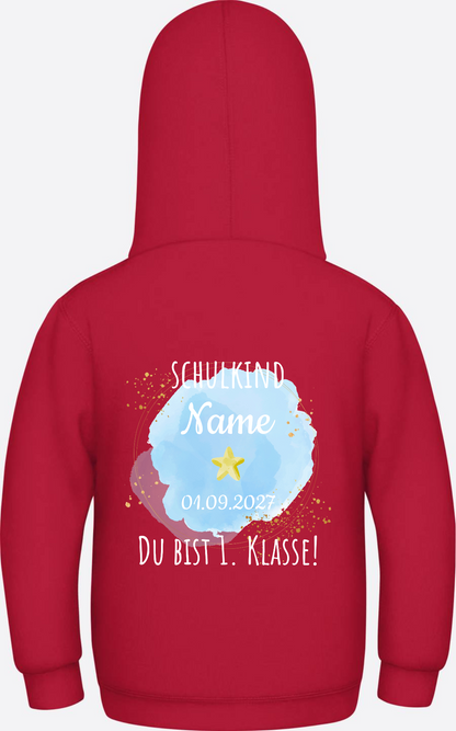 Schulkind Hoodie „Du bist erste Klasse“ personalisiert - Fire Red
