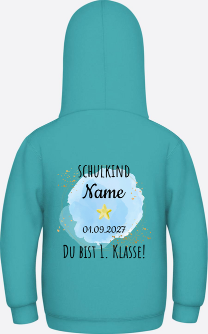 Schulkind Hoodie „Du bist erste Klasse“ personalisiert - Hawaiian Blue