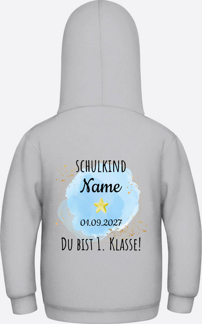 Schulkind Hoodie „Du bist erste Klasse“ personalisiert - Heather Grey
