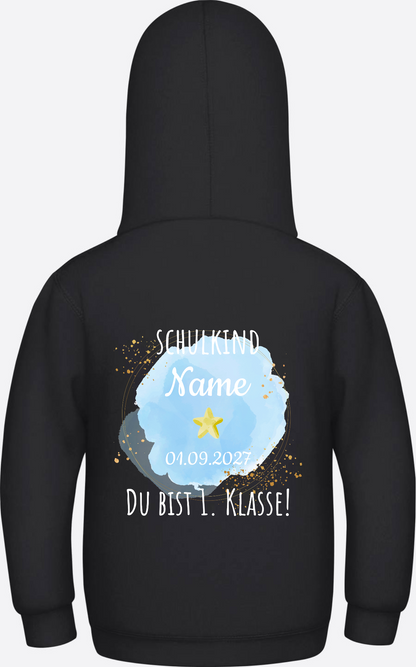 Schulkind Hoodie „Du bist erste Klasse“ personalisiert - Jet Black