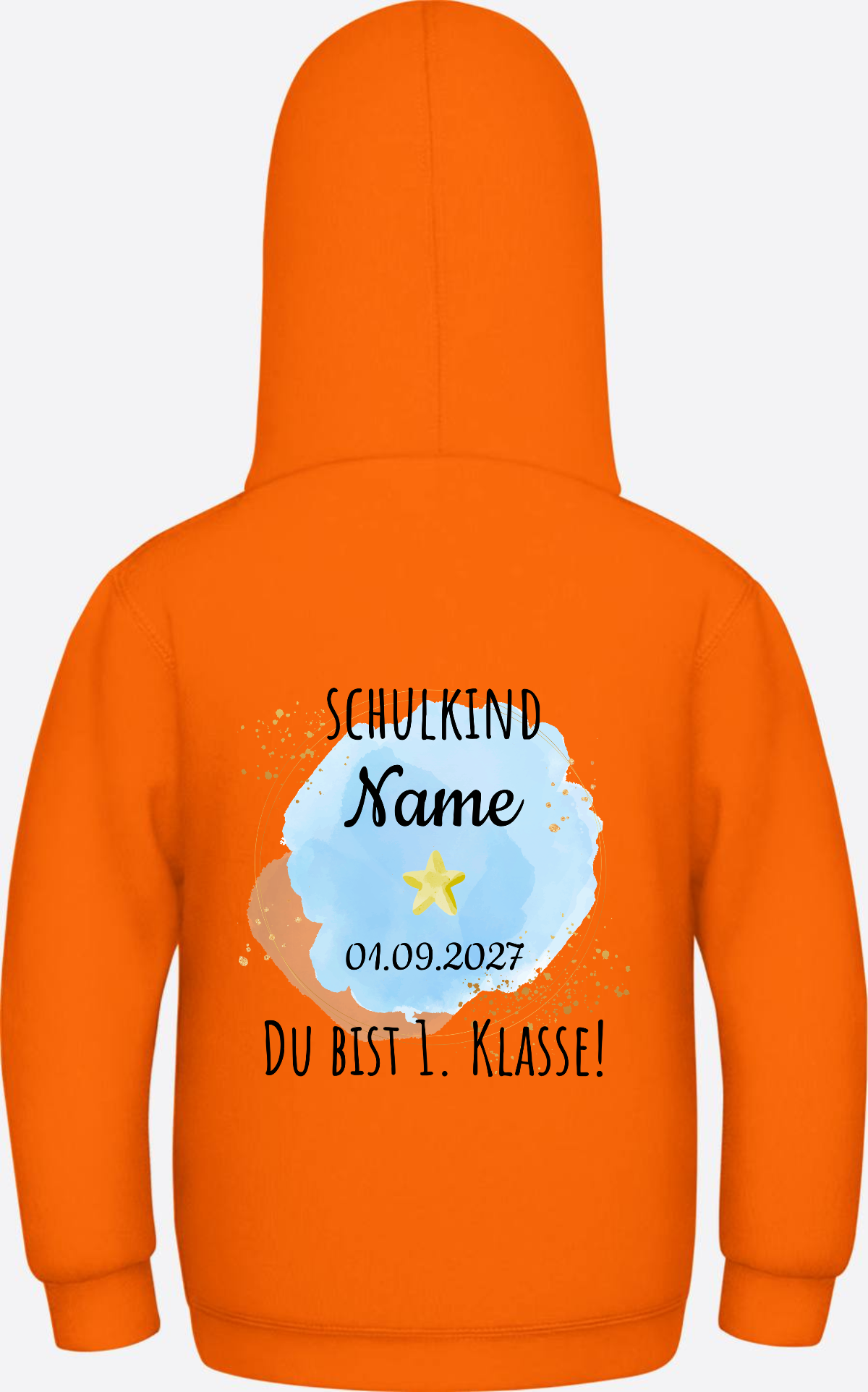 Schulkind Hoodie „Du bist erste Klasse“ personalisiert - Orange Crush