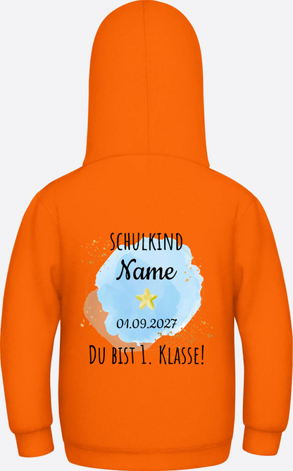 Schulkind Hoodie „Du bist erste Klasse“ personalisiert - Orange Crush