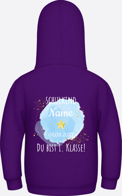 Schulkind Hoodie „Du bist erste Klasse“ personalisiert - Purple