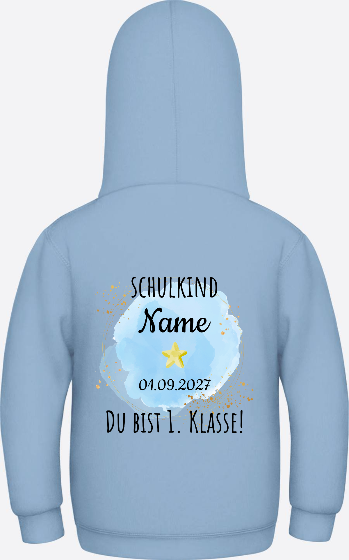 Schulkind Hoodie „Du bist erste Klasse“ personalisiert - Sky Blue