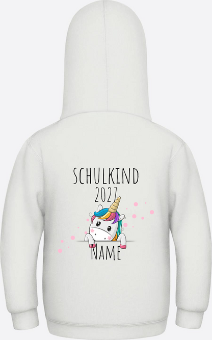 Schulkind Hoodie Einhorn mit Name – Einschulungsgeschenk - Ash