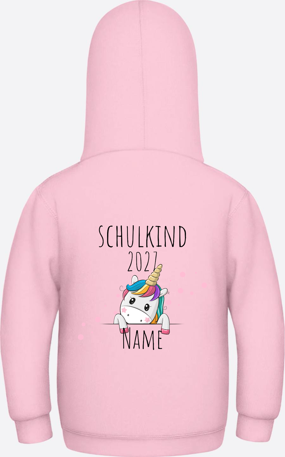 Schulkind Hoodie Einhorn mit Name – Einschulungsgeschenk - Baby Pink