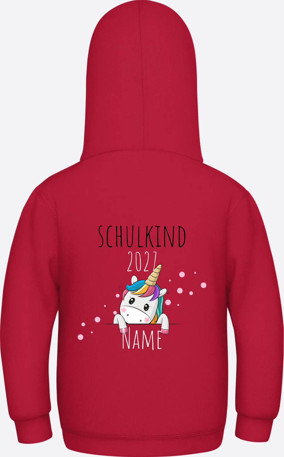 Schulkind Hoodie Einhorn mit Name – Einschulungsgeschenk - Fire Red