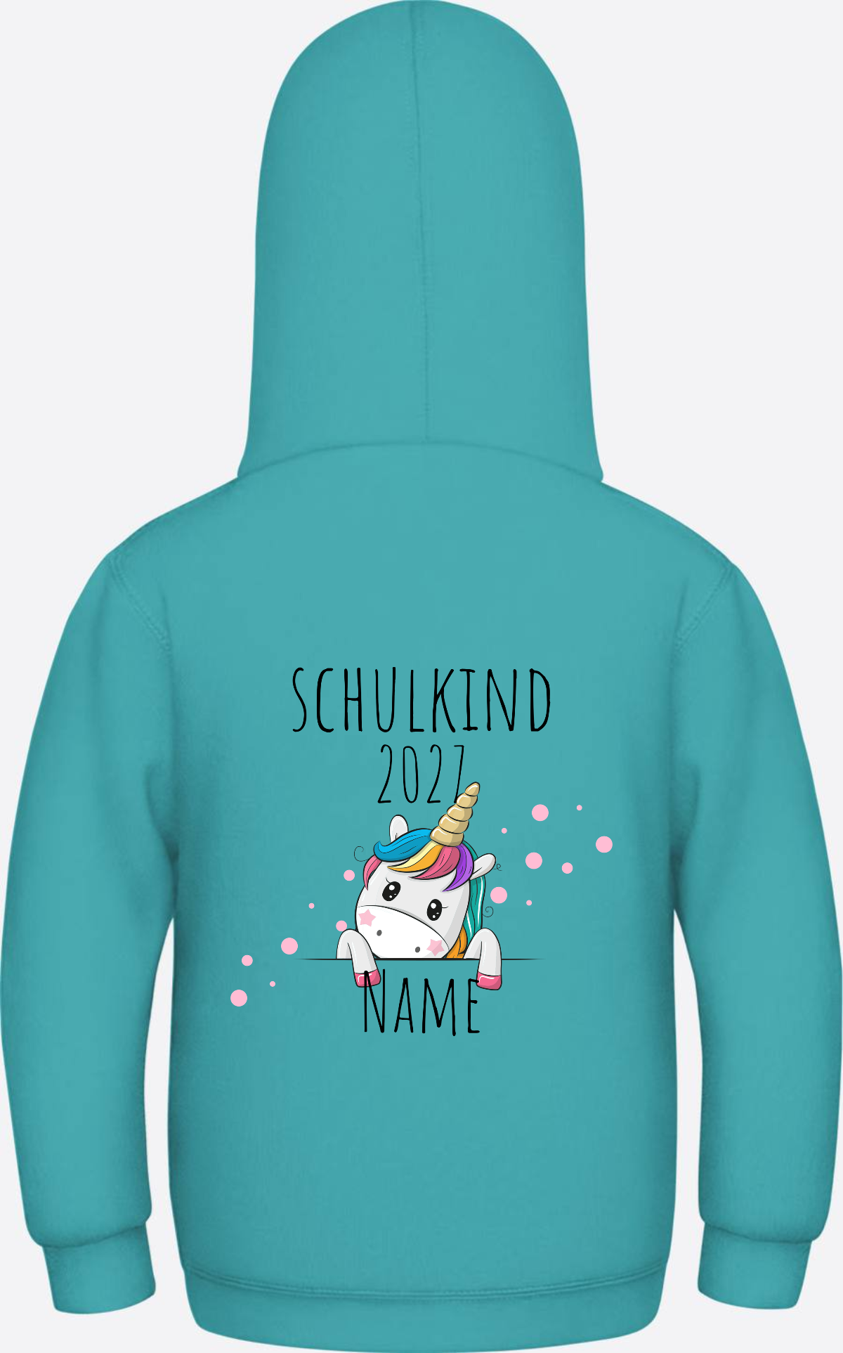 Schulkind Hoodie Einhorn mit Name – Einschulungsgeschenk - Hawaiian Blue