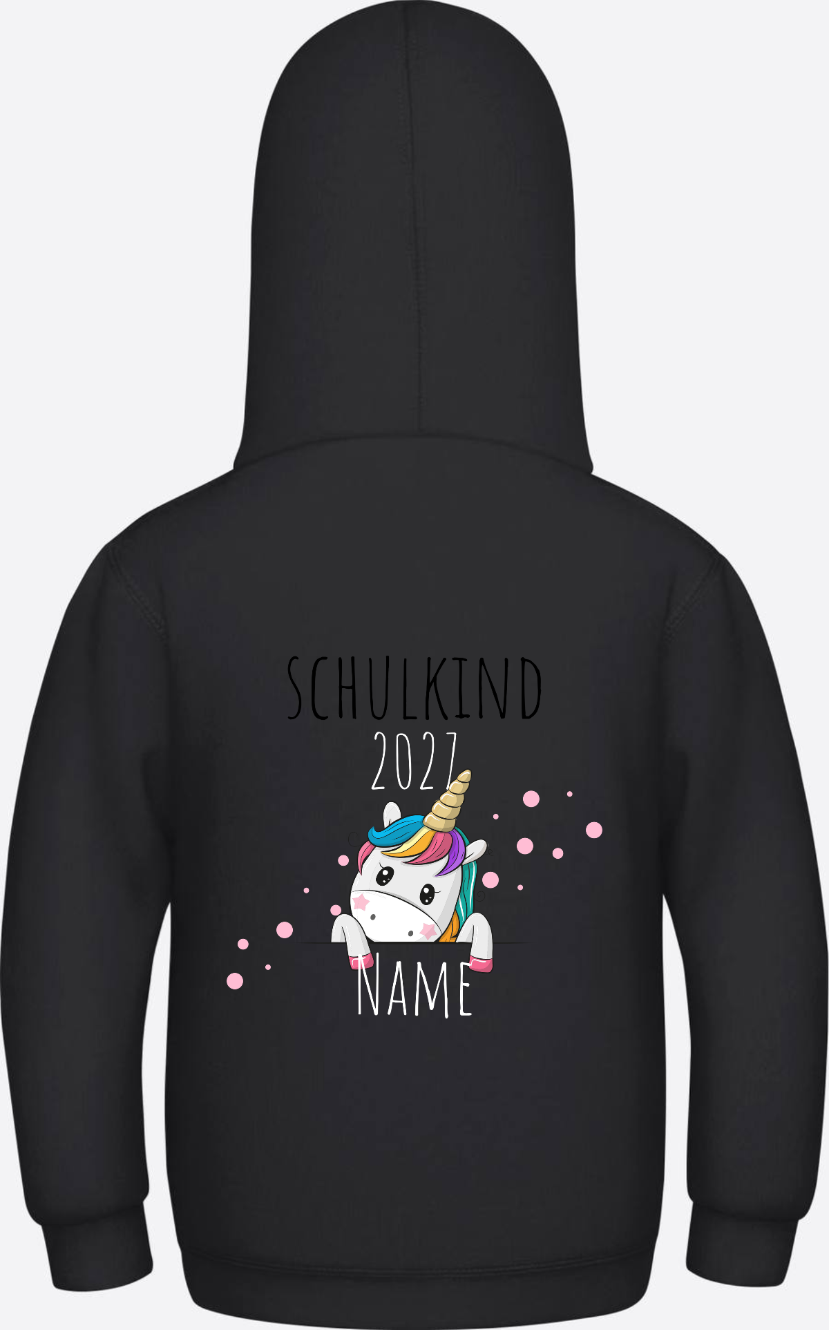 Schulkind Hoodie Einhorn mit Name – Einschulungsgeschenk - Jet Black