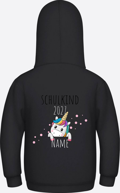 Schulkind Hoodie Einhorn mit Name – Einschulungsgeschenk - Jet Black