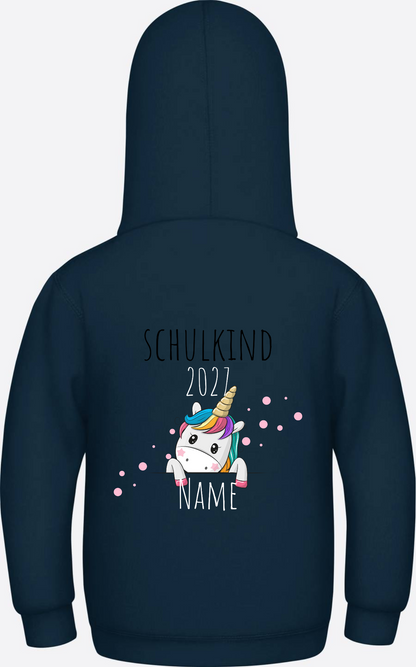 Schulkind Hoodie Einhorn mit Name – Einschulungsgeschenk - New French Navy