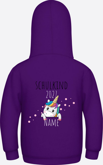 Schulkind Hoodie Einhorn mit Name – Einschulungsgeschenk - Purple