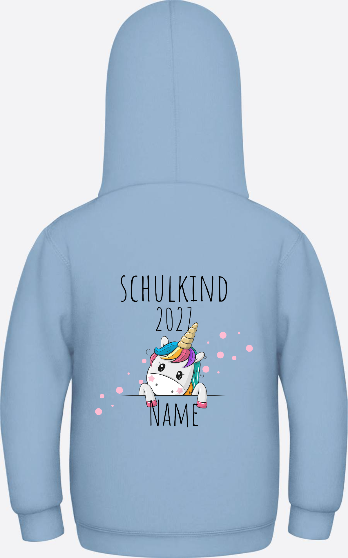 Schulkind Hoodie Einhorn mit Name – Einschulungsgeschenk - Sky Blue