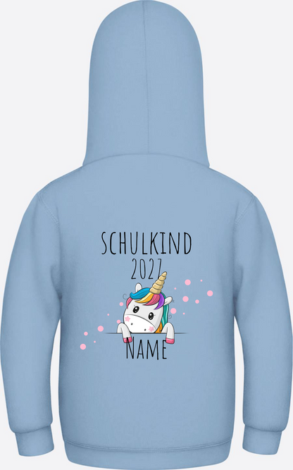 Schulkind Hoodie Einhorn mit Name – Einschulungsgeschenk - Sky Blue