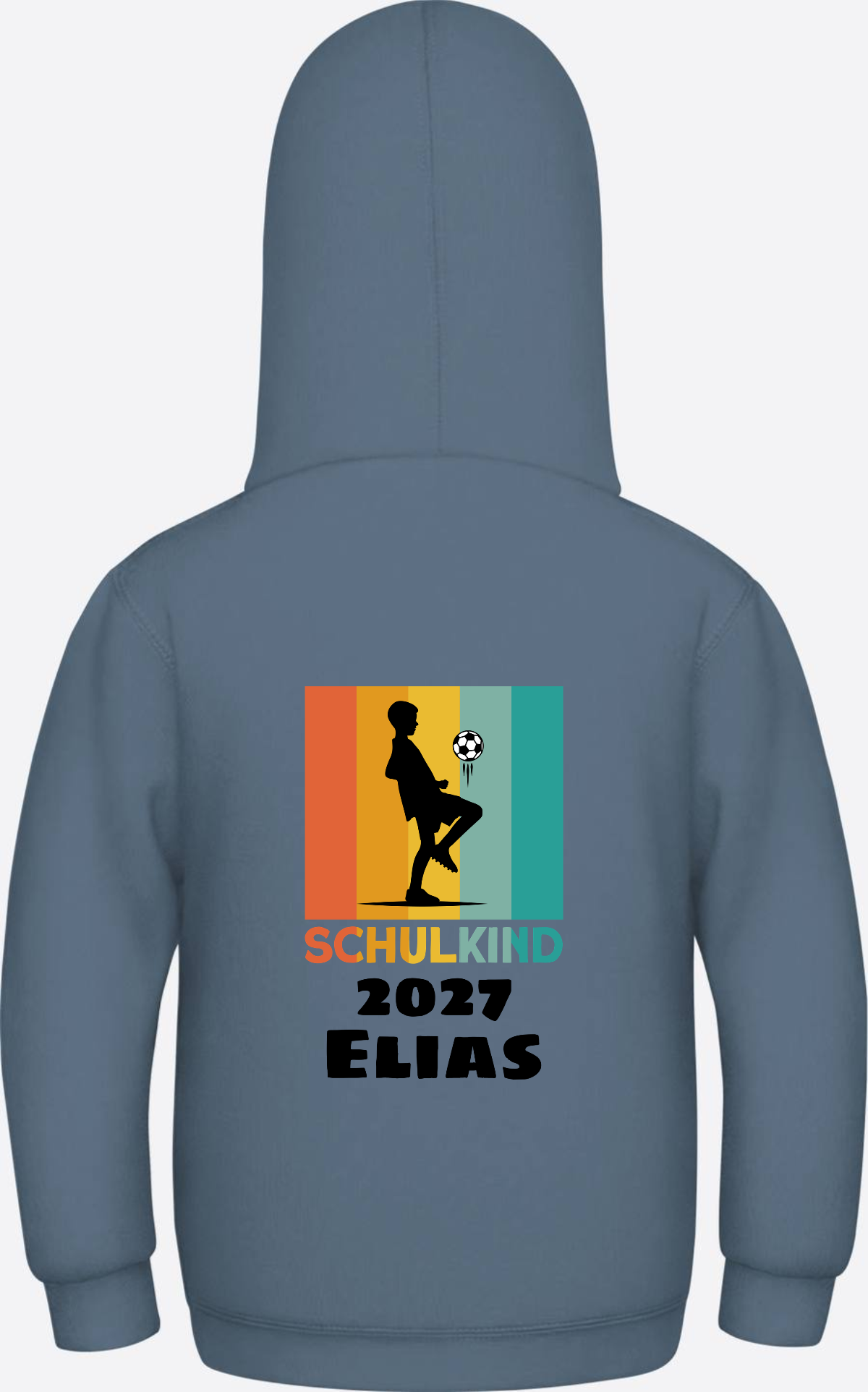 Schulkind Hoodie Fußball – Personalisiert mit Name - Airforce Blue