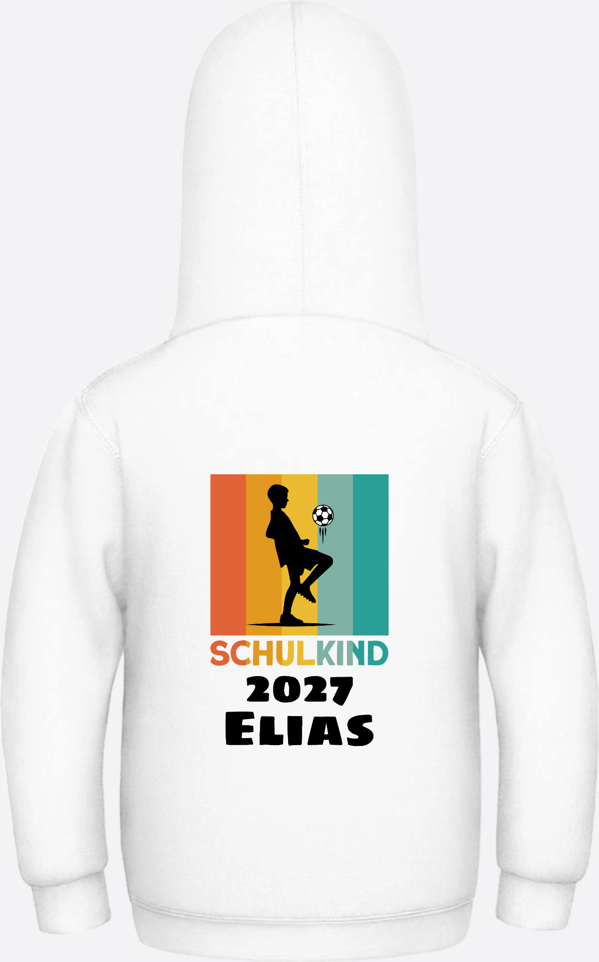 Schulkind Hoodie Fußball – Personalisiert mit Name - Arctic White