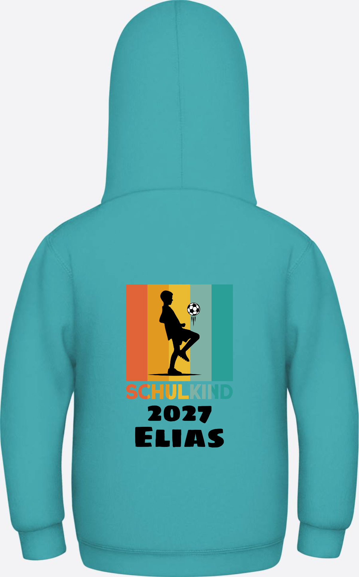 Schulkind Hoodie Fußball – Personalisiert mit Name - Hawaiian Blue