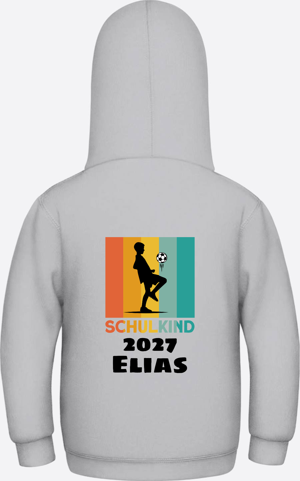 Schulkind Hoodie Fußball – Personalisiert mit Name - Heather Grey