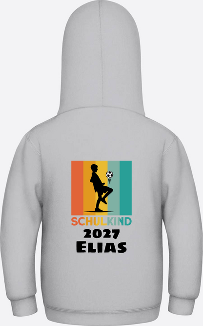 Schulkind Hoodie Fußball – Personalisiert mit Name - Heather Grey