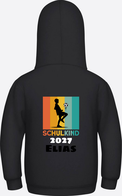 Schulkind Hoodie Fußball – Personalisiert mit Name - Jet Black