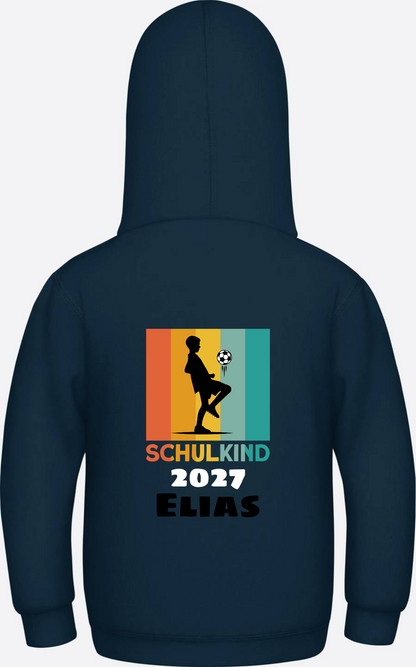 Schulkind Hoodie Fußball – Personalisiert mit Name - New French Navy