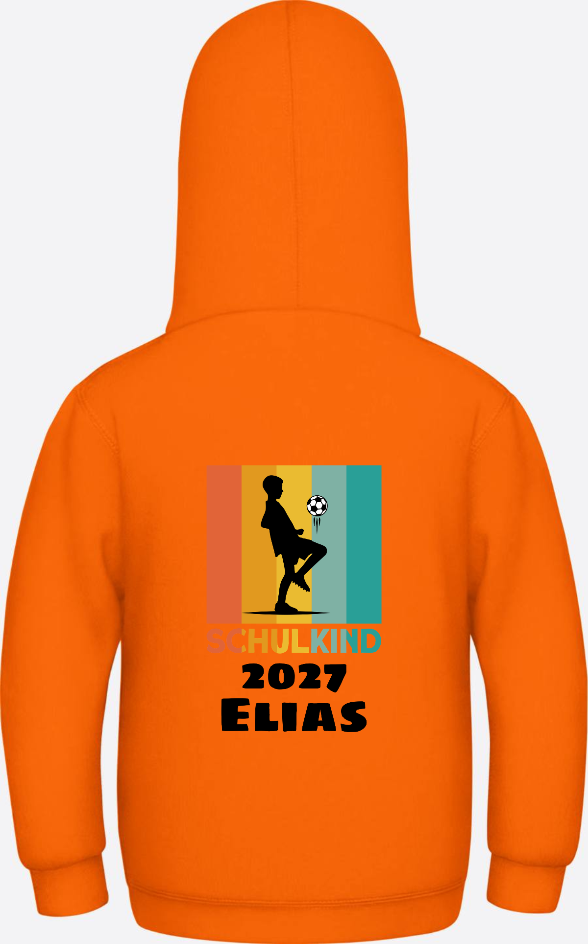 Schulkind Hoodie Fußball – Personalisiert mit Name - Orange Crush