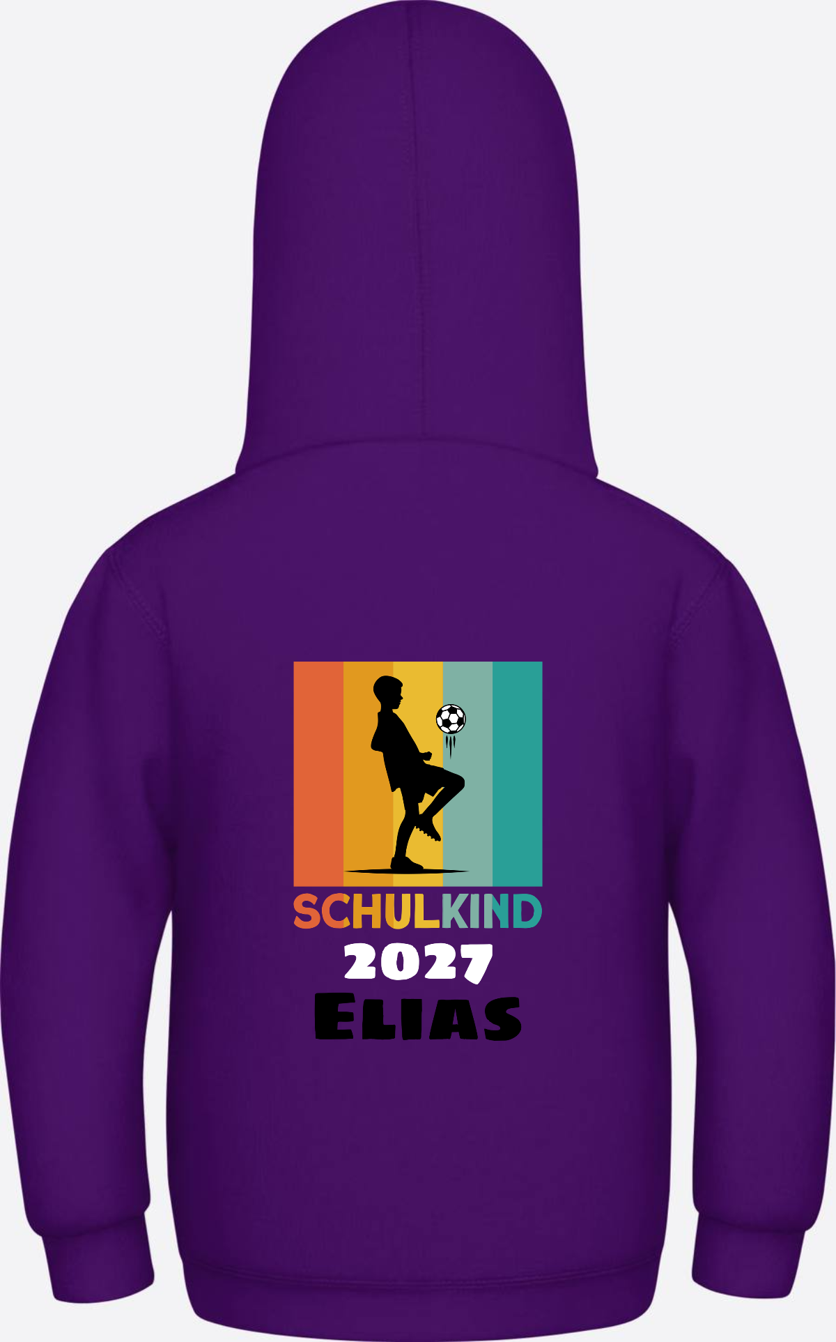 Schulkind Hoodie Fußball – Personalisiert mit Name - Purple