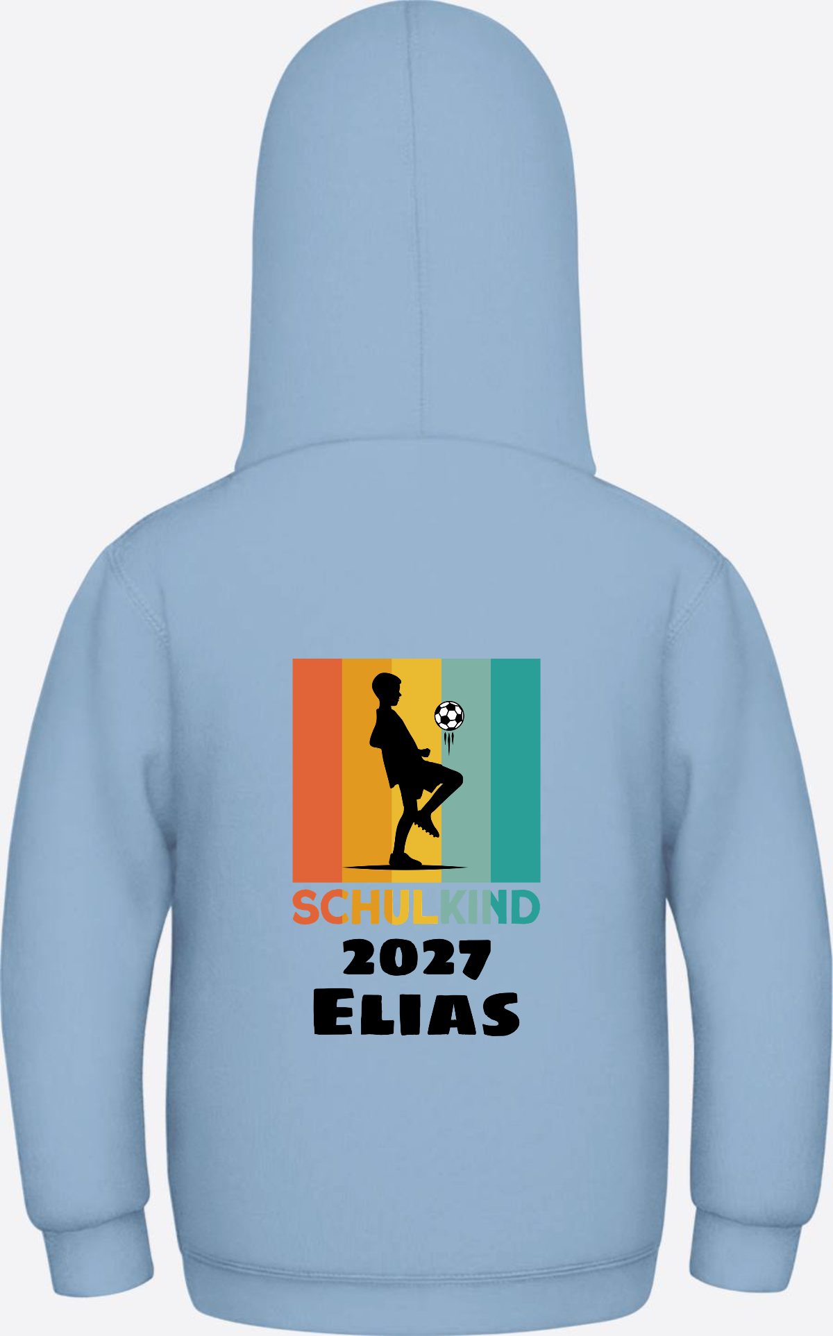 Schulkind Hoodie Fußball – Personalisiert mit Name - Sky Blue